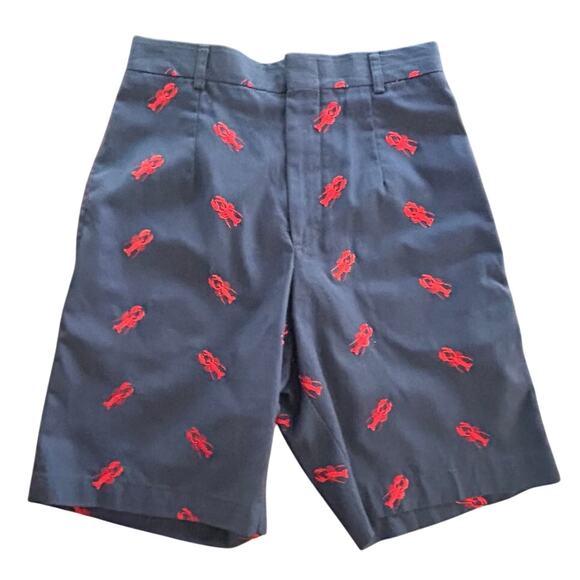 Vintage Red Lobster Embroidered Navy Bermuda Long‎ Shorts Button Women's Size 26 - Picture 1 of 5